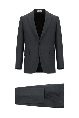  Koyu Füme 7 Drop Slim Fit Dar Kesim Desenli Takım Elbise