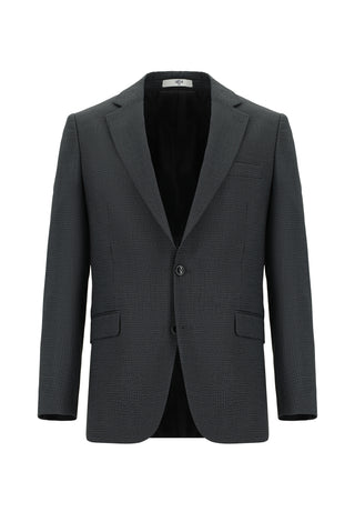  Koyu Füme Regular Fit Klasik Desenli Takım Elbise