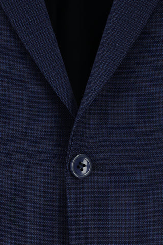  Koyu Lacivert 7 Drop Slim Fit Dar Kesim Desenli Takım Elbise