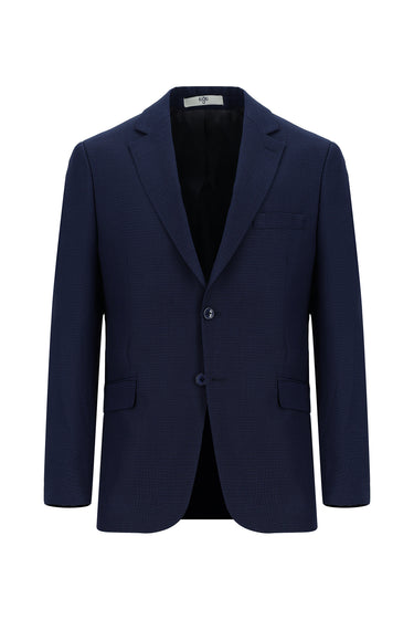 Koyu Lacivert 7 Drop Slim Fit Dar Kesim Klasik Desenli Takım Elbise