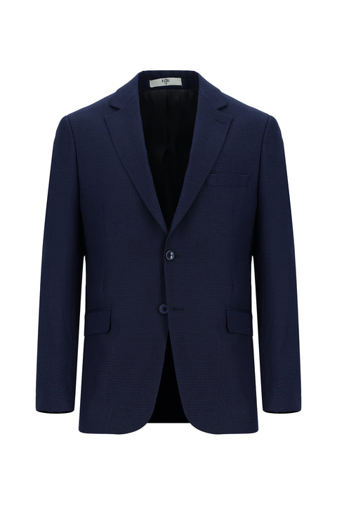 Koyu Lacivert 7 Drop Slim Fit Dar Kesim Desenli Takım Elbise