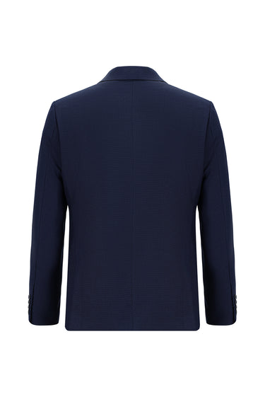 Koyu Lacivert Slim Fit Dar Kesim Klasik Desenli Takım Elbise