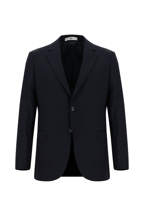 Siyah Lacivert 7 Drop Slim Fit Dar Kesim Desenli Takım Elbise