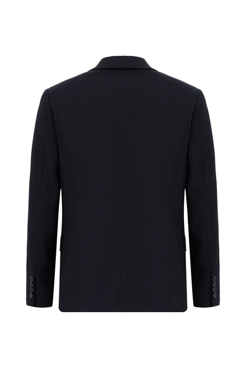 Siyah Lacivert 6 Drop Regular Fit Standart Kesim Desenli Takım Elbise