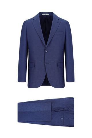 Koyu Mavi  Regular Fit Klasik Desenli Takım Elbise