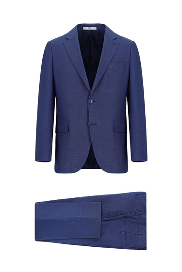  Koyu Mavi  Regular Fit Klasik Desenli Takım Elbise
