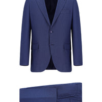 Dark Blue 6 Drop Regular Fit Standard Cut Patterned Suit