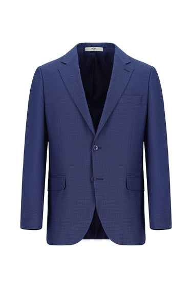 Koyu Mavi  Slim Fit Dar Kesim Klasik Desenli Takım Elbise
