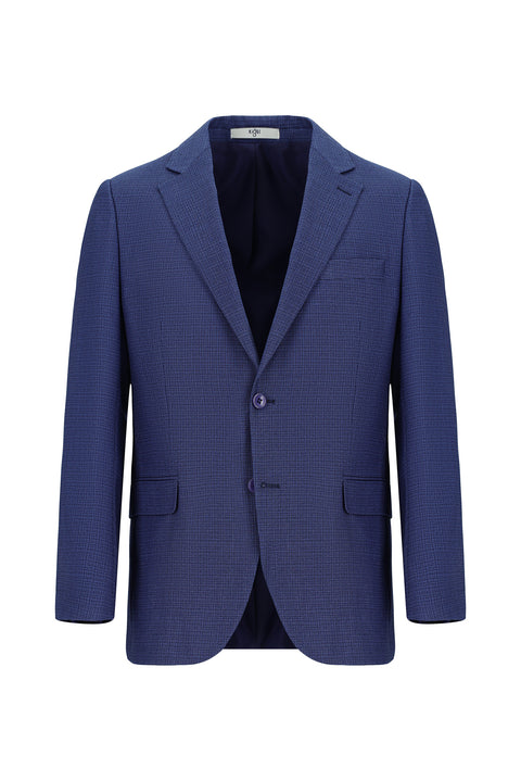 Koyu Mavi  7 Drop Slim Fit Dar Kesim Desenli Takım Elbise