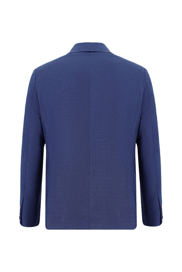 Koyu Mavi  Slim Fit Dar Kesim Klasik Desenli Takım Elbise