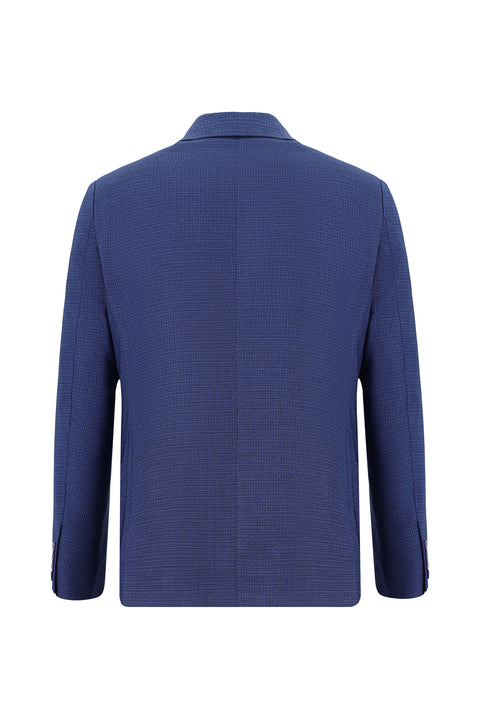 Koyu Mavi  7 Drop Slim Fit Dar Kesim Desenli Takım Elbise