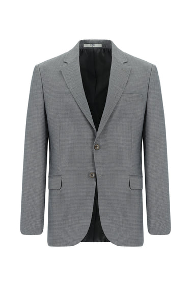  Koyu İndigo Slim Fit Dar Kesim Klasik Desenli Takım Elbise