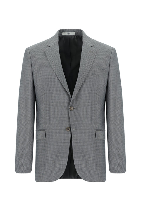 Koyu İndigo 7 Drop Slim Fit Dar Kesim Desenli Takım Elbise