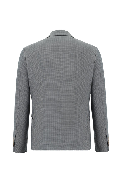 Koyu İndigo 7 Drop Slim Fit Dar Kesim Desenli Takım Elbise