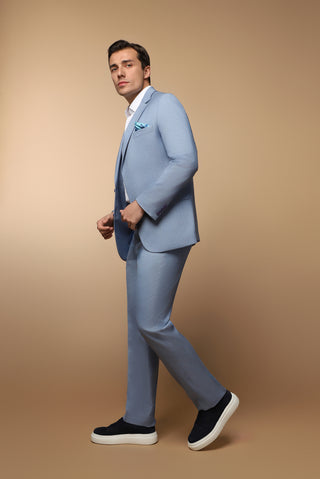  Mavi Regular Fit Klasik Desenli Takım Elbise