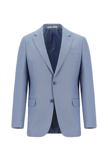 Mavi Slim Fit Dar Kesim Klasik Desenli Takım Elbise