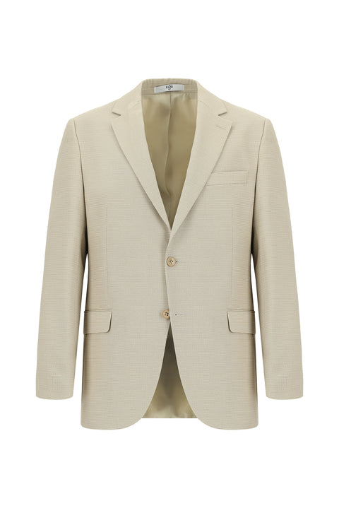 Açık Bej 7 Drop Slim Fit Dar Kesim Desenli Takım Elbise