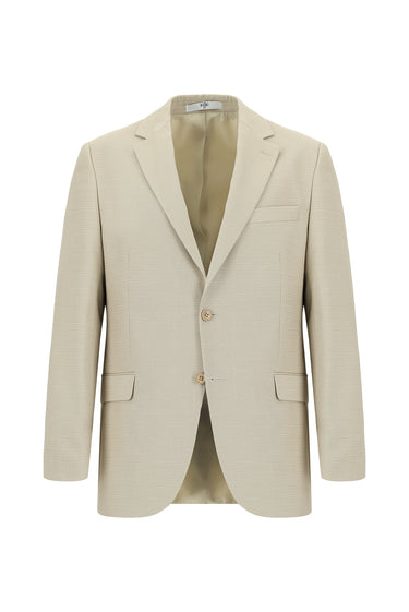 Açık Bej 6 Drop Regular Fit Standart Kesim Klasik Desenli Takım Elbise