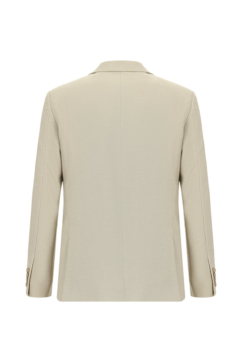 Açık Bej 7 Drop Slim Fit Dar Kesim Desenli Takım Elbise