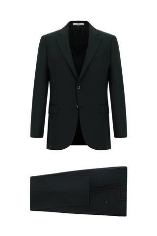  Koyu Yeşil 7 Drop Slim Fit Dar Kesim Desenli Takım Elbise
