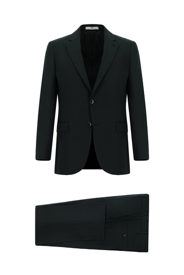 Koyu Yeşil Slim Fit Dar Kesim Klasik Desenli Takım Elbise
