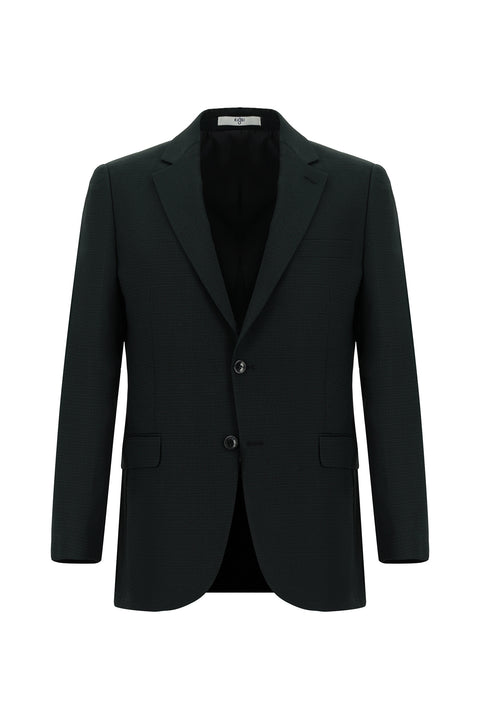 Koyu Yeşil 7 Drop Slim Fit Dar Kesim Desenli Takım Elbise