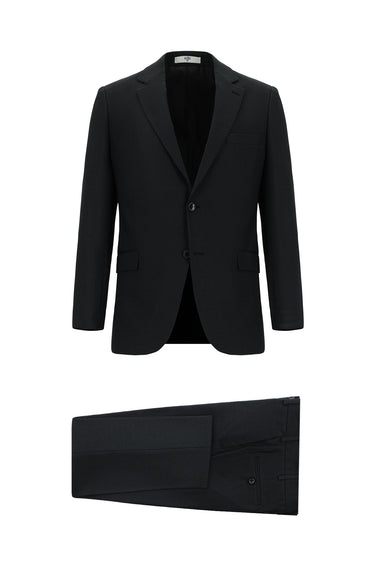 Koyu Antrasit Slim Fit Dar Kesim Klasik Desenli Takım Elbise