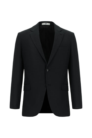 Koyu Antrasit Slim Fit Dar Kesim Klasik Desenli Takım Elbise