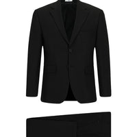 Siyah 4 Drop Relaxed Fit Rahat Kesim Desenli Klasik Takım Elbise