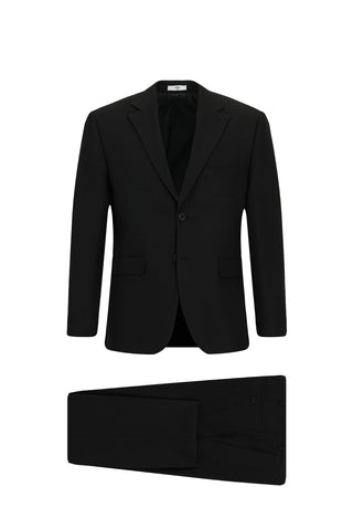  Siyah Relaxed Fit Rahat Kesim Desenli Klasik Takım Elbise