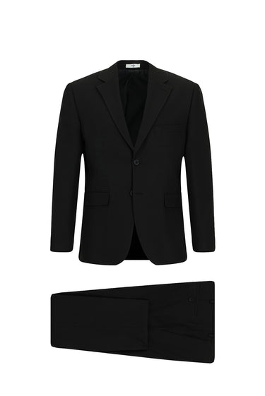 Siyah Relaxed Fit Rahat Kesim Desenli Klasik Takım Elbise