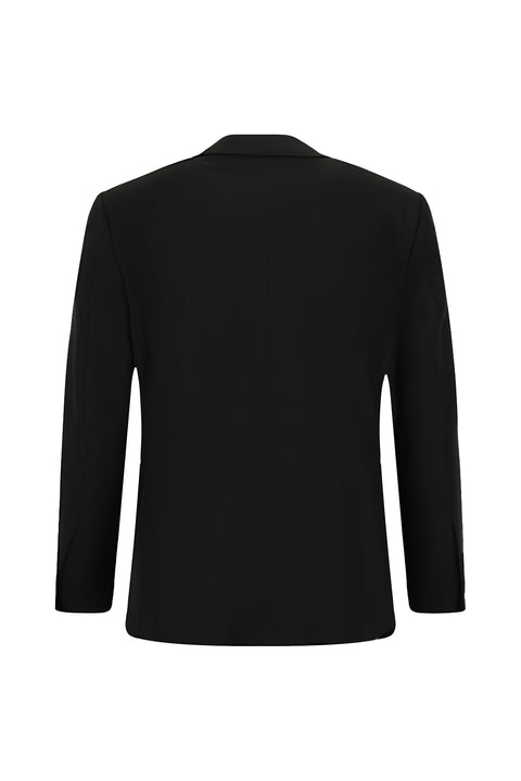 Black 4-Drop Relaxed Fit Patterned Suit