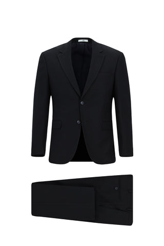  Koyu Lacivert 4 Drop Relaxed Fit Rahat Kesim Desenli Takım Elbise