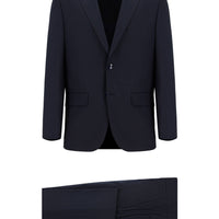 Orta Lacivert 6 Drop Regular Fit Standart Kesim Yünlü Desenli Takım Elbise