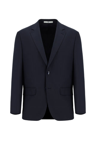  Orta Lacivert Regular Fit Yünlü Klasik Desenli Takım Elbise