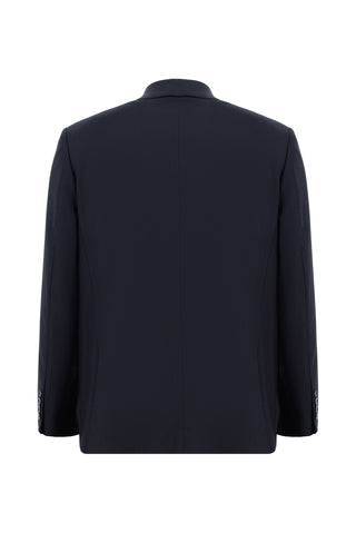  Orta Lacivert Regular Fit Yünlü Klasik Desenli Takım Elbise