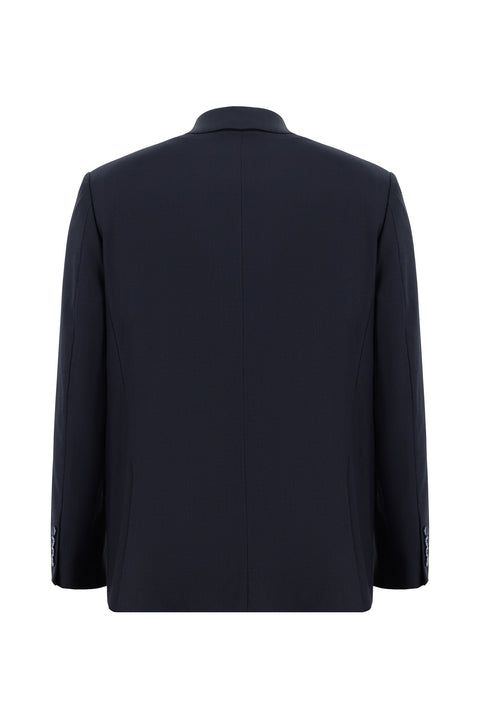 Orta Lacivert 6 Drop Regular Fit Standart Kesim Yünlü Desenli Takım Elbise