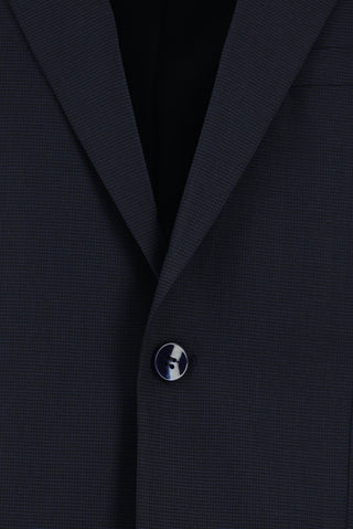  Orta Lacivert Regular Fit Yünlü Klasik Desenli Takım Elbise