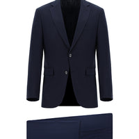 Dark Navy 6 Drop Regular Fit Standard Cut Wool Patterned Suit
