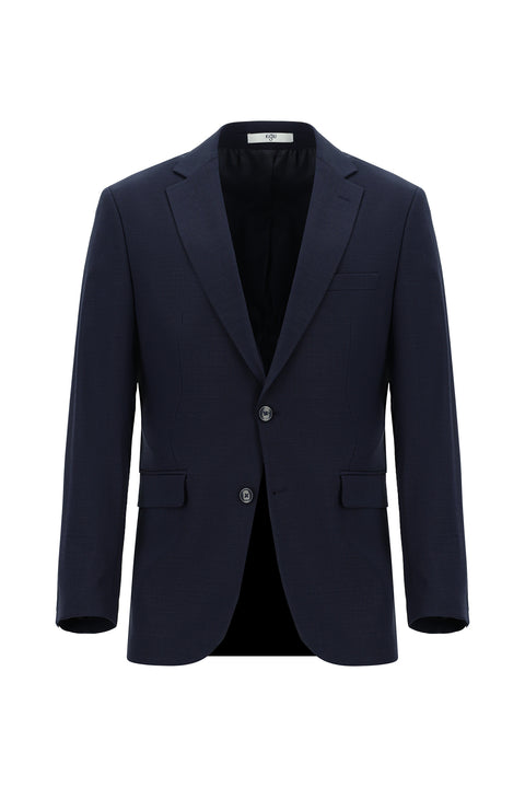 Dark Navy 6 Drop Regular Fit Standard Cut Wool Patterned Suit