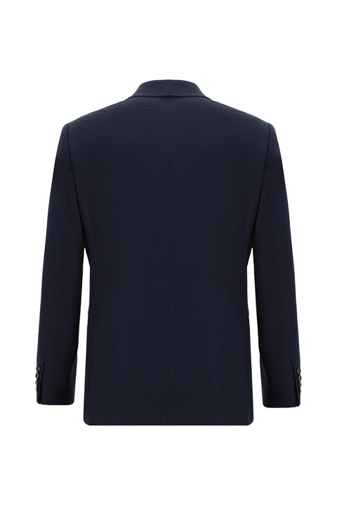 Dark Navy 6 Drop Regular Fit Standard Cut Wool Patterned Suit