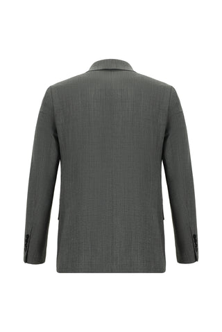  Orta Füme Slim Fit Dar Kesim Yünlü Klasik Desenli Takım Elbise