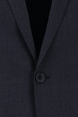  Koyu Lacivert Slim Fit Dar Kesim Yünlü Klasik Desenli Takım Elbise