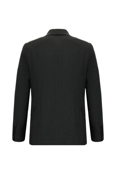  Koyu Antrasit Slim Fit Dar Kesim Yünlü Klasik Desenli Takım Elbise