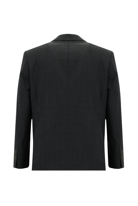 Orta Füme 4 Drop Relaxed Fit Rahat Kesim Yünlü Desenli Takım Elbise