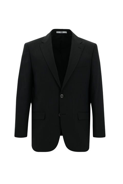 Koyu Antrasit 4 Drop Relaxed Fit Rahat Kesim Yünlü Desenli Takım Elbise