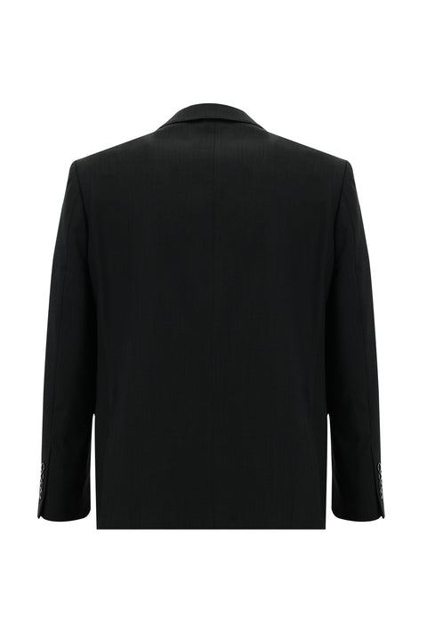 Koyu Antrasit 4 Drop Relaxed Fit Rahat Kesim Yünlü Desenli Takım Elbise