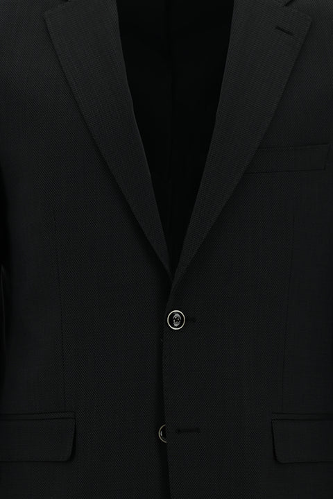 Koyu Antrasit 4 Drop Relaxed Fit Rahat Kesim Yünlü Desenli Takım Elbise