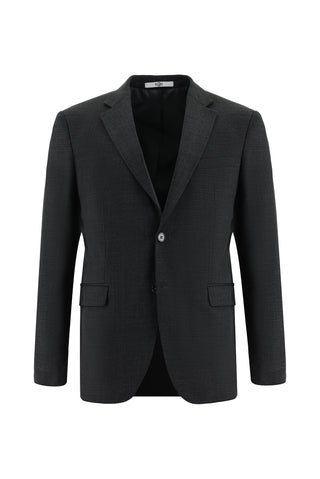  Koyu Antrasit 7 Drop Slim Fit Dar Kesim Yünlü Desenli Takım Elbise
