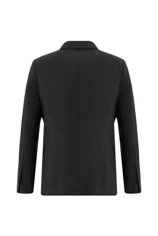  Koyu Antrasit 7 Drop Slim Fit Dar Kesim Yünlü Desenli Takım Elbise